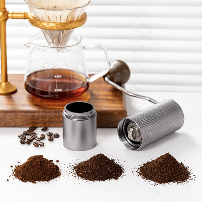 Mini Camping Handheld Manual Coffee Bean Grinder Eco Friendly Wood Handle Metal